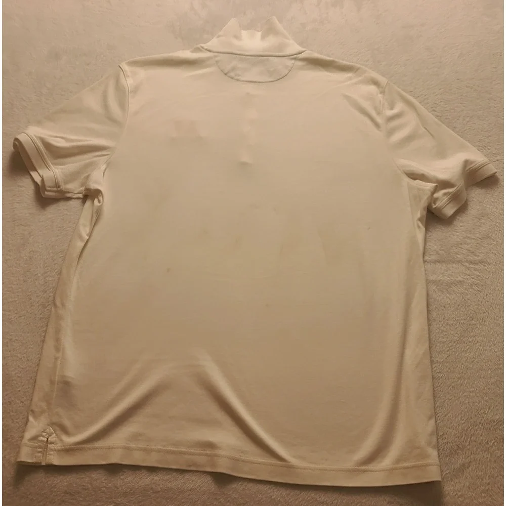 Banana Republic Luxury Touch Polo Shirt Men's XL White Standard Fit Gold N Logo